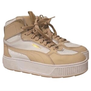 Puma Karmen Rebelle Mid platform Tan White Women's 9 athletic Sneakers shoes